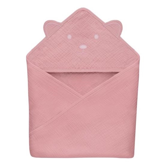 Lionelo - Dziecięcy muślinowy ręcznik z kapturem Pink Baby