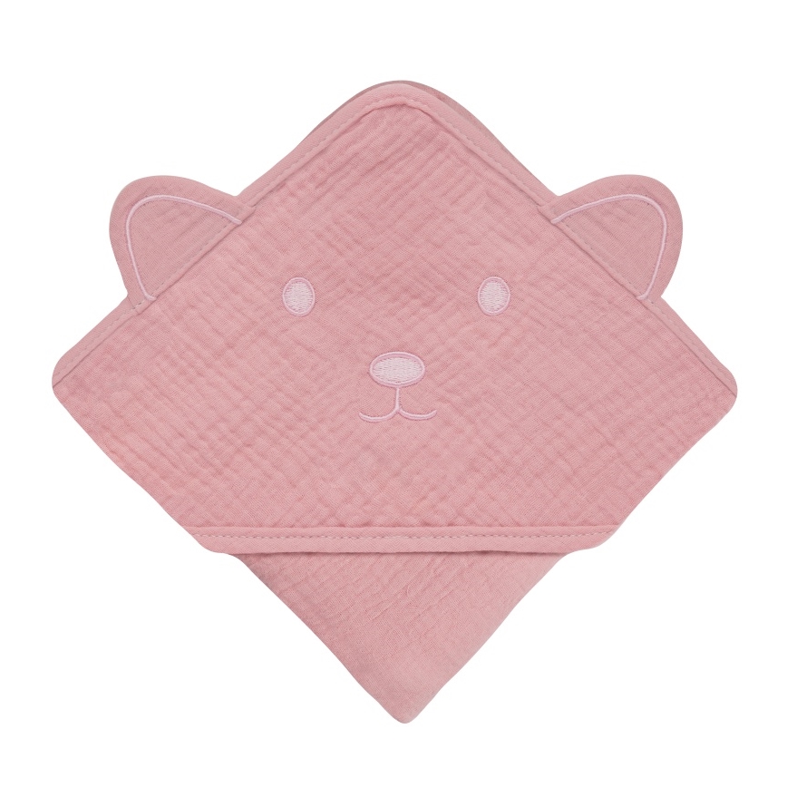Lionelo - Dziecięcy muślinowy ręcznik z kapturem Pink Baby