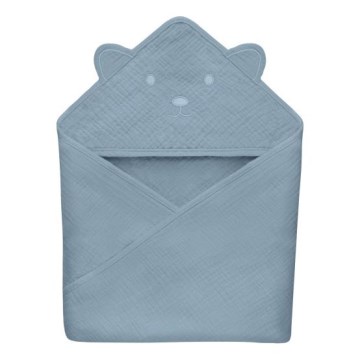 Lionelo - Dziecięcy ręcznik kąpielowy z kapturem MUSLIN HOODED TOWEL Grey Sky