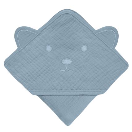 Lionelo - Dziecięcy ręcznik kąpielowy z kapturem MUSLIN HOODED TOWEL Grey Sky