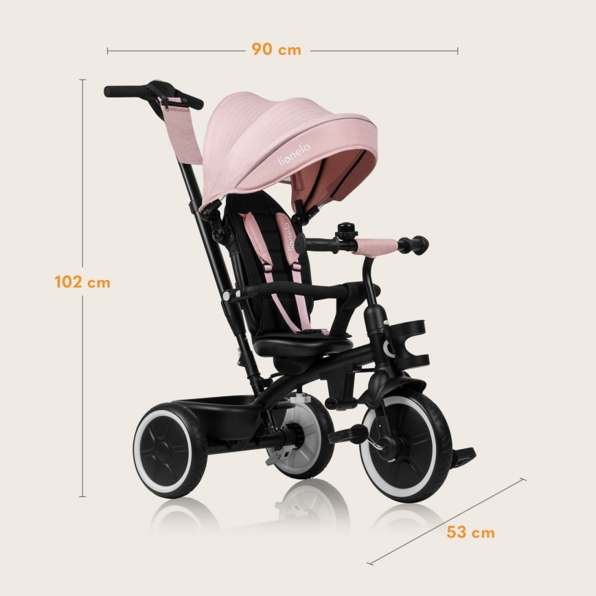 Lionelo - Dziecięcy trójkołowy rowerek BERRY Pink Rose