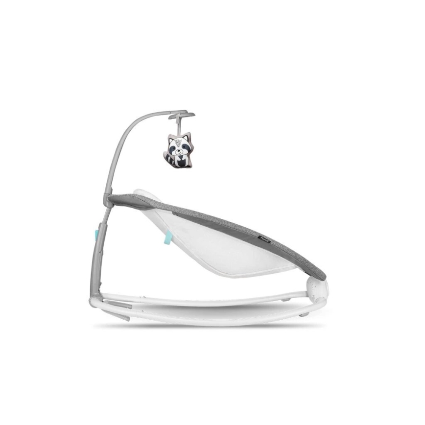 Lionelo - Dziecięcy wibrujący bujaczek z melodią PASCAL 2xAA szary/turkusowy