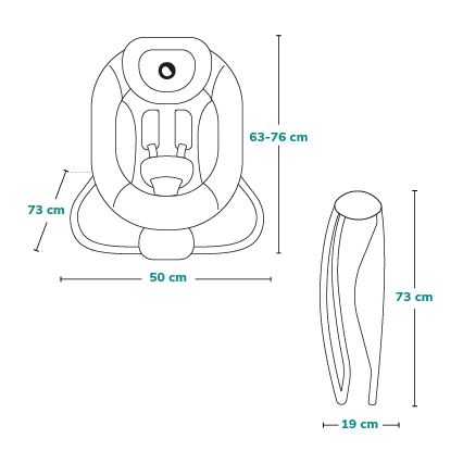 Lionelo - Dziecięcy wibrujący bujaczek z melodią PASCAL 2xAA szary/turkusowy