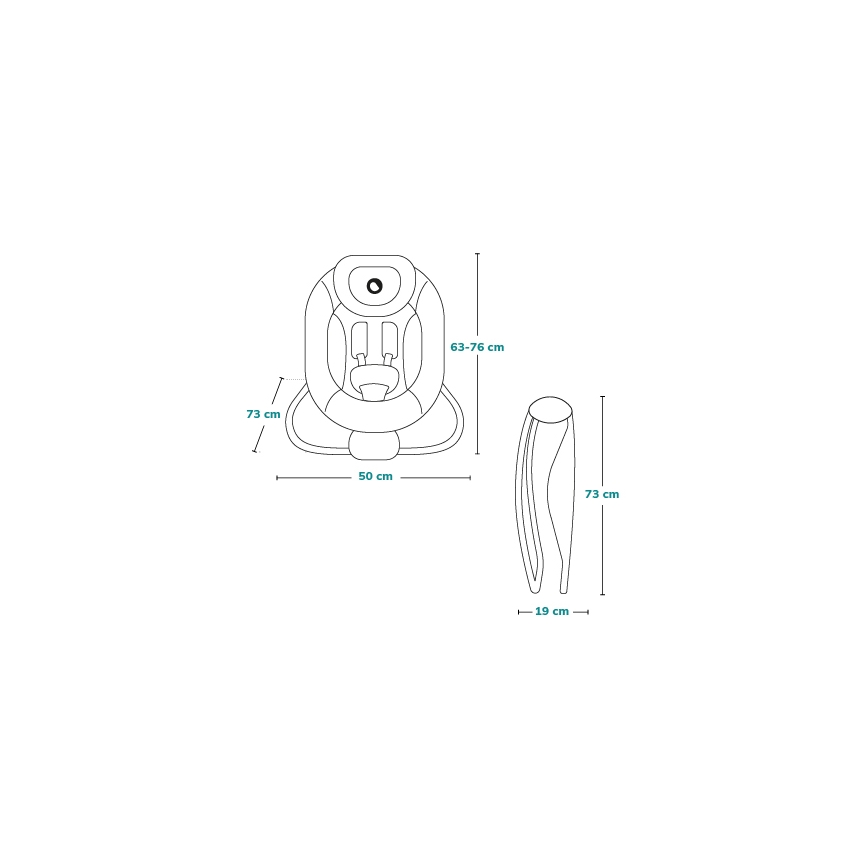 Lionelo - Dziecięcy wibrujący bujaczek z melodią PASCAL 2xAA szary/turkusowy