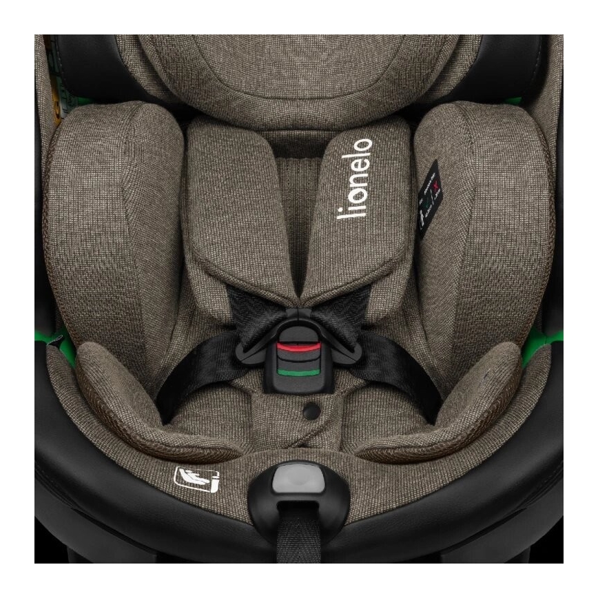 Lionelo - Fotelik samochodowy z bazą obrotową HARMONY i-Size 40-150 cm czarny/oliwkowy