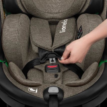 Lionelo - Fotelik samochodowy z bazą obrotową HARMONY i-Size 40-150 cm czarny/oliwkowy