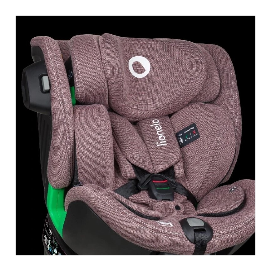 Lionelo - Fotelik samochodowy obrotowy z bazą HARMONY i-Size 40-150 cm różowy
