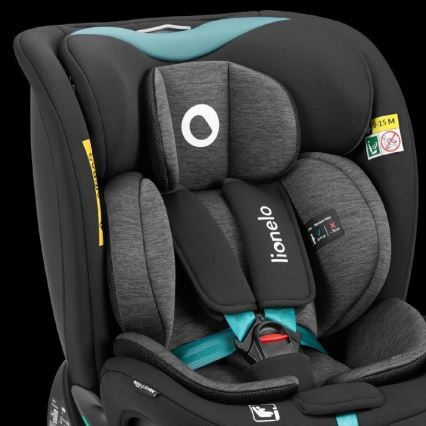 Lionelo - Fotelik samochodowy z bazą obrotową NAVY i-Size 40-150 cm czarny/turkusowy