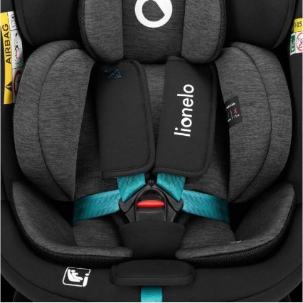 Lionelo - Fotelik samochodowy z bazą obrotową NAVY i-Size 40-150 cm czarny/turkusowy