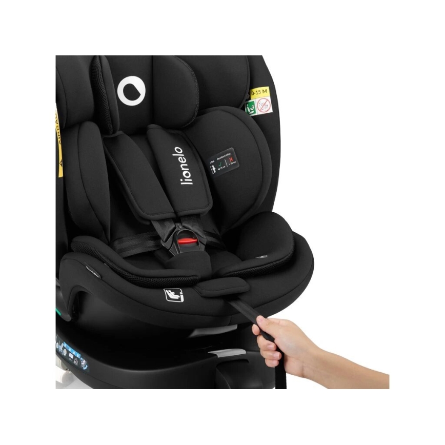 Lionelo - Fotelik samochodowy z bazą obrotową NAVY i-Size 40-150 cm czarny