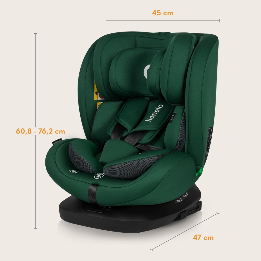 Lionelo - Fotelik samochodowy BASTIAAN i-Size 40-150 cm z obrotową bazą Green Forest