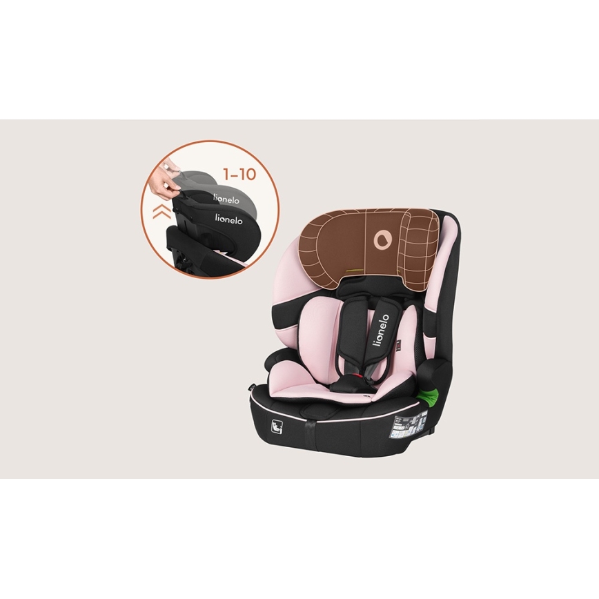 Lionelo - Fotelik samochodowy BILLY i-Size 76-150 cm Pink Baby