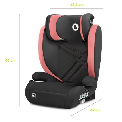 Lionelo - Fotelik samochodowy HUGO i-Rozmiar 100-150 cm czarny/różowy