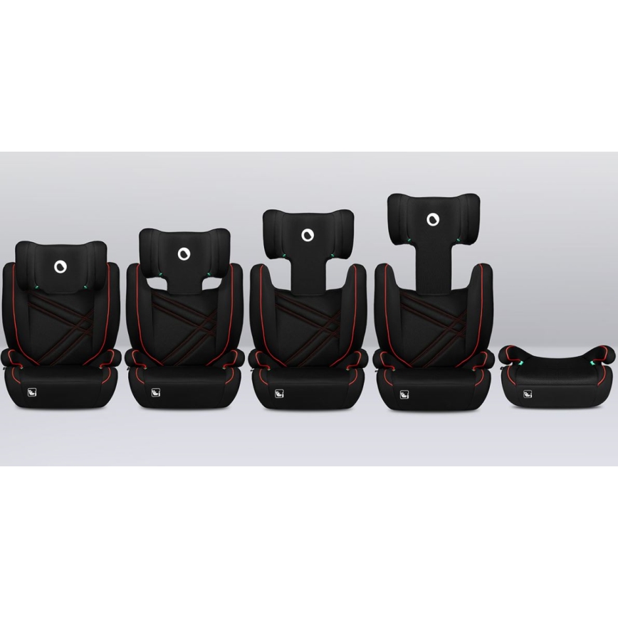 Lionelo - Fotelik samochodowy HUGO i-Size 100-150 cm czarny/czerwony