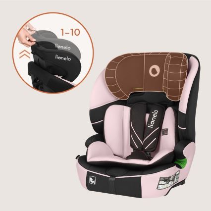 Lionelo - Fotelik samochodowy LEVI FIX i-Size 76-150 cm Pink Baby