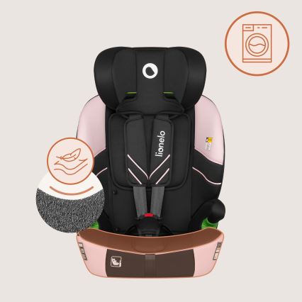 Lionelo - Fotelik samochodowy LEVI FIX i-Size 76-150 cm Pink Baby