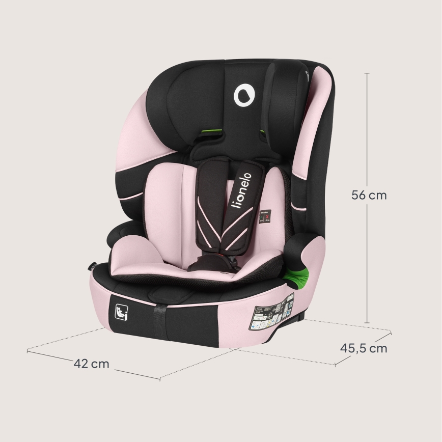 Lionelo - Fotelik samochodowy LEVI FIX i-Size 76-150 cm Pink Baby