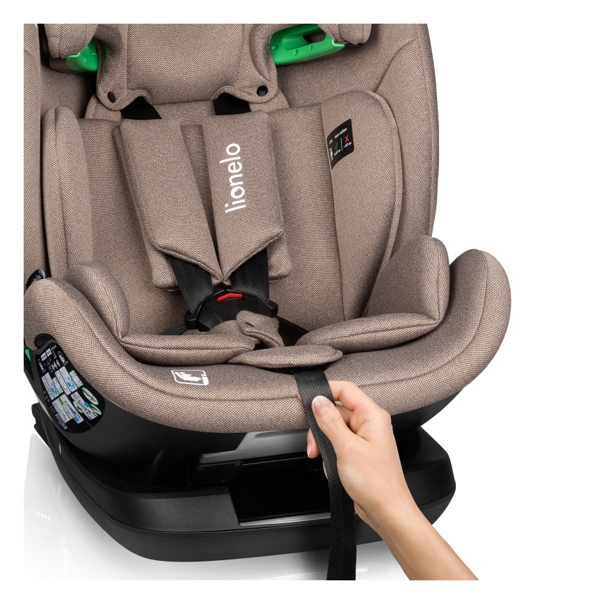 Lionelo - Fotelik samochodowy obrotowy z bazą LAVENDER i-Size 76-150 cm Beżowy Latte