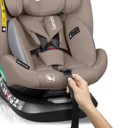 Lionelo - Obrotowy fotelik samochodowy z bazą BASTIAAN ONE i-Size 40-150 cm piaskowy beż