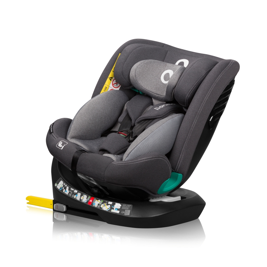 Lionelo - Obrotowy fotelik samochodowy z bazą BASTIAAN ONE i-Size 40-150 cm Szary Kamień