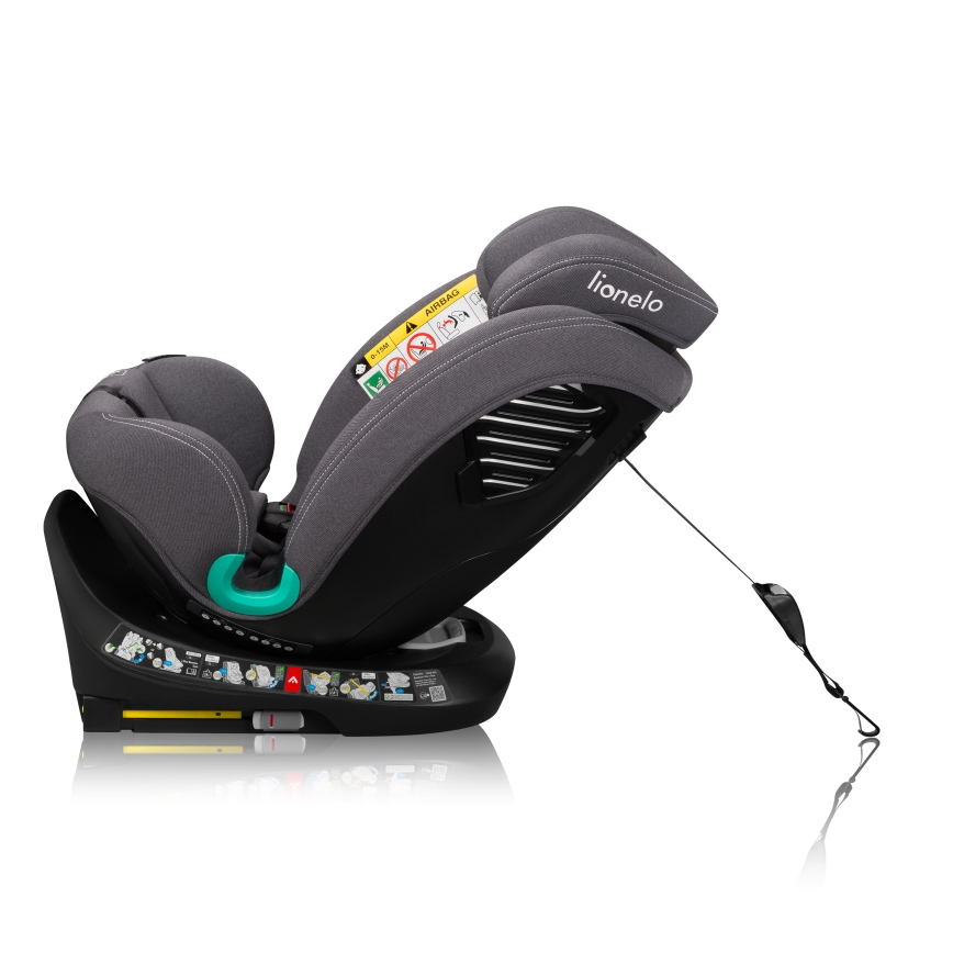 Lionelo - Obrotowy fotelik samochodowy z bazą BASTIAAN ONE i-Size 40-150 cm Szary Kamień