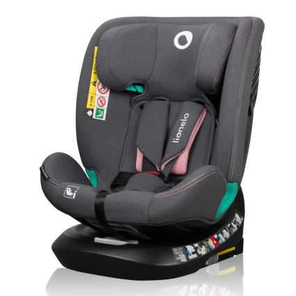 Lionelo - Obrotowy fotelik samochodowy z bazą BASTIAAN ONE i-Size 40-150 cm Różowy