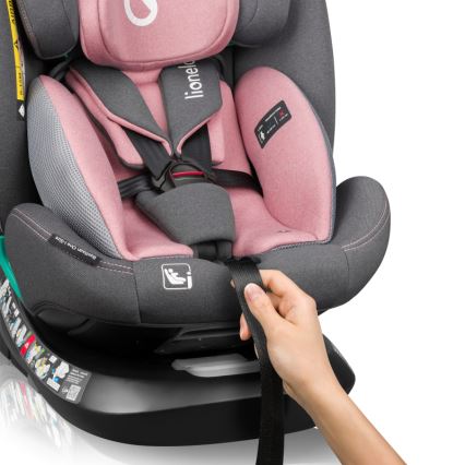 Lionelo - Obrotowy fotelik samochodowy z bazą BASTIAAN ONE i-Size 40-150 cm Różowy