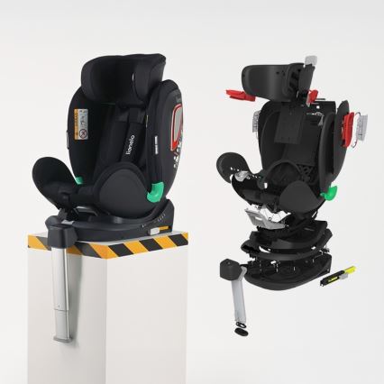 Lionelo - Fotelik samochodowy z obrotową bazą ANTOON PLUS i-Size 40-105 cm Black Onyx