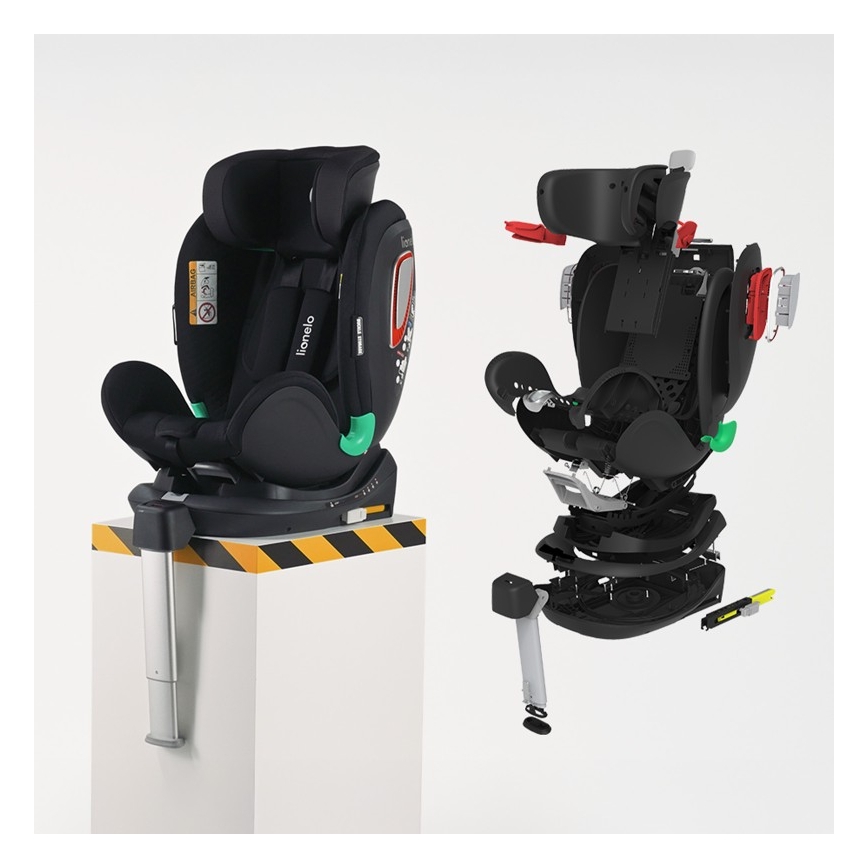 Lionelo - Fotelik samochodowy z obrotową bazą ANTOON PLUS i-Size 40-105 cm Black Onyx