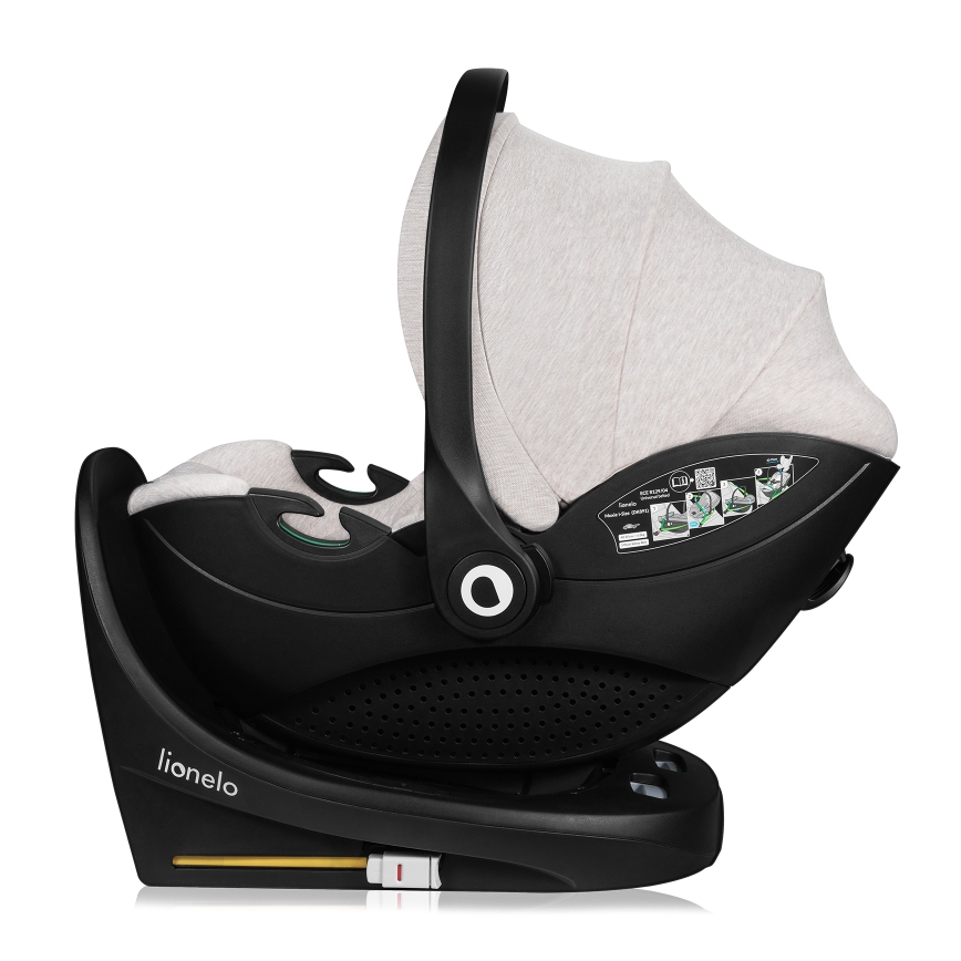 Lionelo - Fotelik samochodowy z obrotową bazą MOXIE SET i-Size 40-87 cm piaskowy beż
