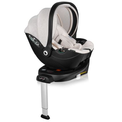 Lionelo - Fotelik samochodowy z obrotową bazą MOXIE SET i-Size 40-87 cm piaskowy beż