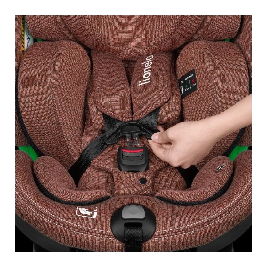Lionelo - Fotelik samochodowy z podstawą obrotową HARMONY i-Size 40-150 cm ceglasta
