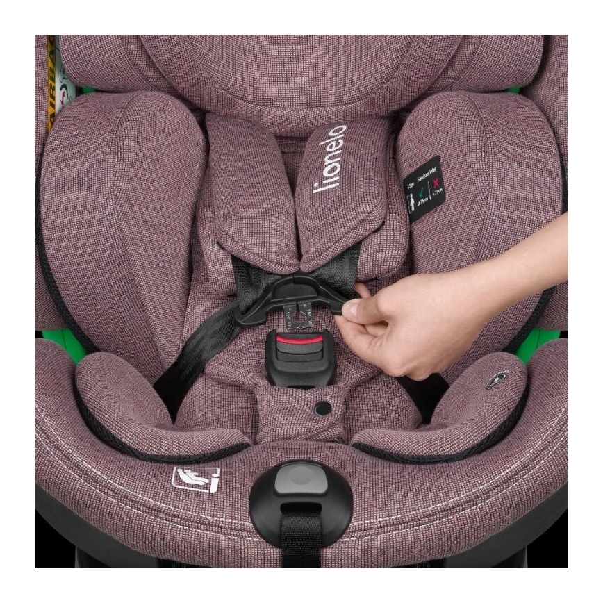 Lionelo - Fotelik samochodowy z podstawą obrotową HARMONY i-Size 40-150 cm różowy