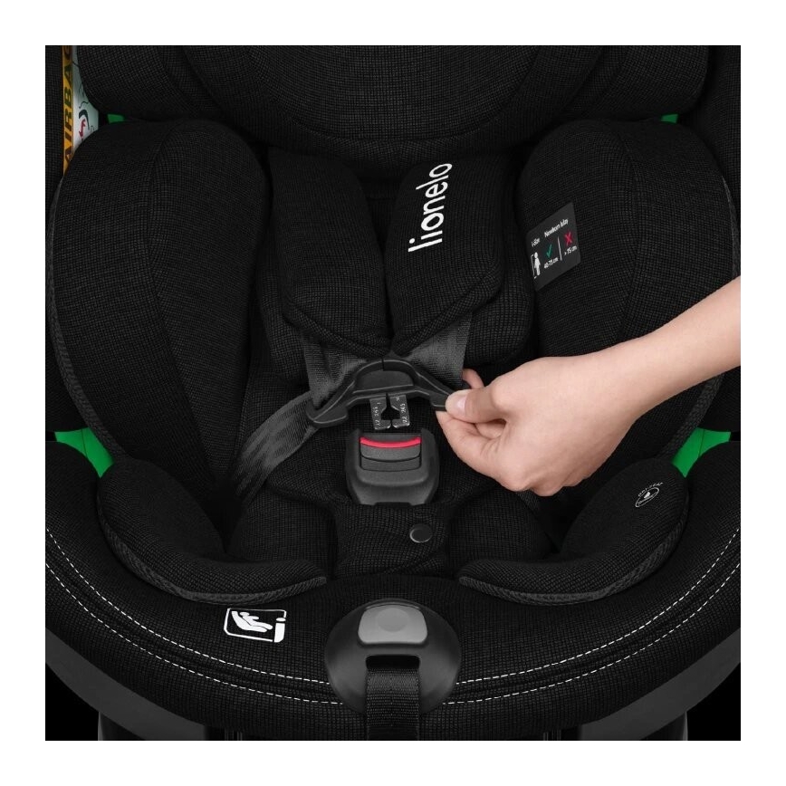 Lionelo - Fotelik samochodowy z podstawą swivel HARMONY i-Size 40-150 cm czarny
