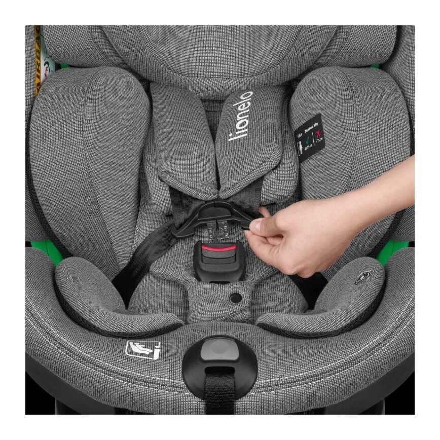 Lionelo - Fotelik samochodowy z podstawą swivel HARMONY i-Size 40-150 cm szary