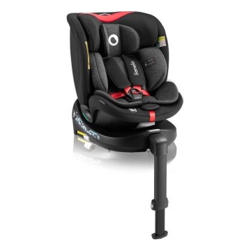 Lionelo - Fotelik samochodowy z podstawą swivel NAVY i-Size 40-150 cm czarny/czerwony