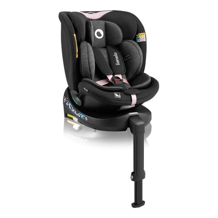 Lionelo - Fotelik samochodowy z podstawą swivel NAVY i-Size 40-150 cm czarny/różowe