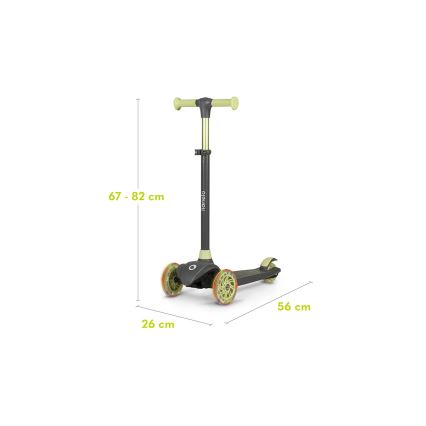 Lionelo - Hulajnoga dziecięca JESSY 3xAA szara/zielona
