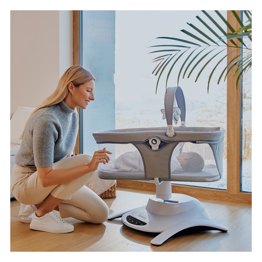 Lionelo - Bujaczek dziecięcy z melodią 2 w 1 BELLA 4xAA Betonowy szary + pilot zdalnego sterowania