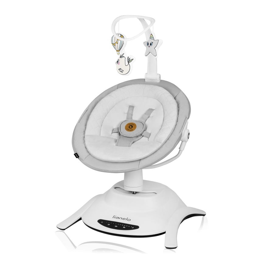 Lionelo - Bujaczek dziecięcy z melodią 2 w 1 BELLA 4xAA Betonowy szary + pilot zdalnego sterowania