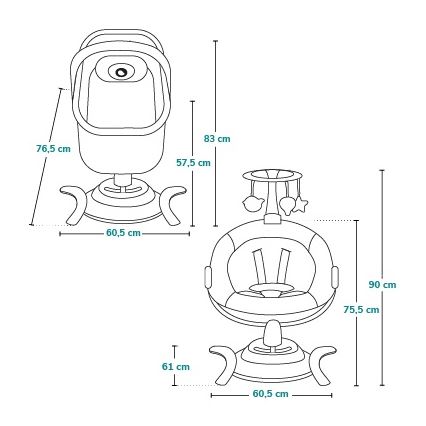 Lionelo - Bujaczek dziecięcy z melodią 2 w 1 BELLA 4xAA Betonowy szary + pilot zdalnego sterowania
