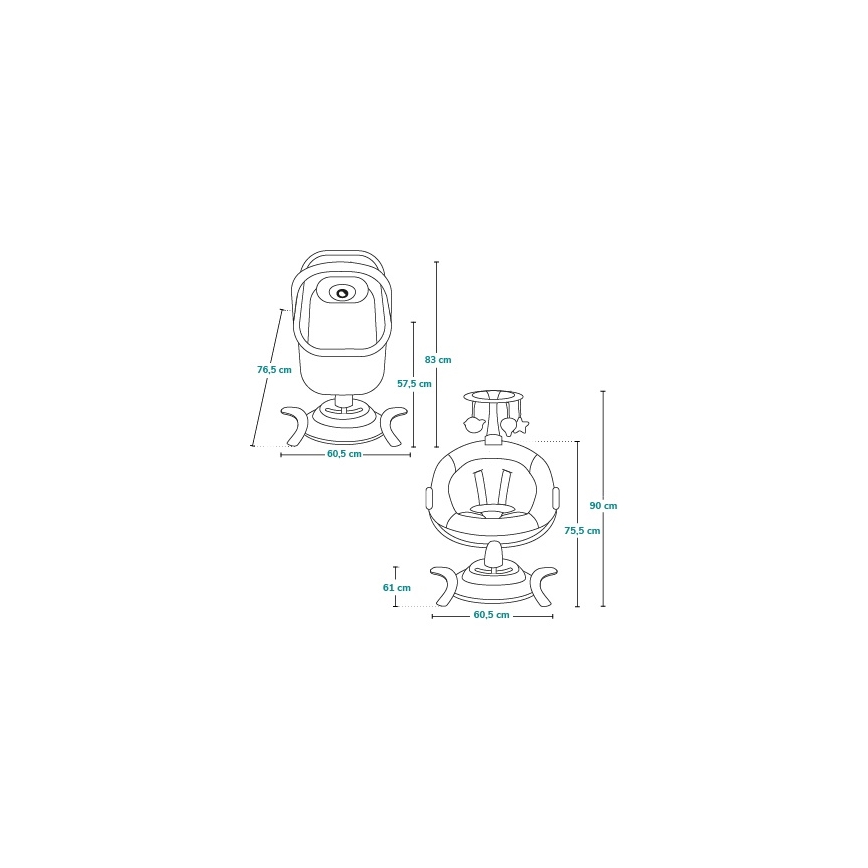 Lionelo - Bujaczek dziecięcy z melodią 2 w 1 BELLA 4xAA Betonowy szary + pilot zdalnego sterowania