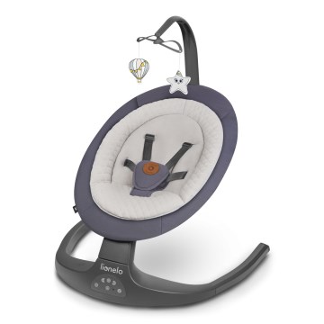 Lionelo - Huśtawka dla dzieci z melodią RALF 4xAA Grey Graphite + pilot zdalnego sterowania