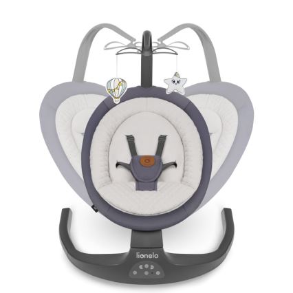 Lionelo - Huśtawka dla dzieci z melodią RALF 4xAA Grey Graphite + pilot zdalnego sterowania