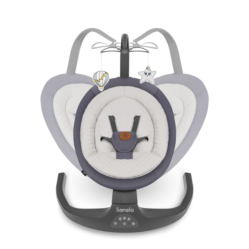 Lionelo - Huśtawka dla dzieci z melodią RALF 4xAA Grey Graphite + pilot zdalnego sterowania