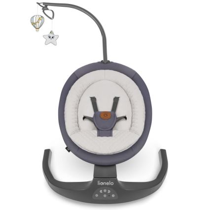 Lionelo - Huśtawka dla dzieci z melodią RALF 4xAA Grey Graphite + pilot zdalnego sterowania