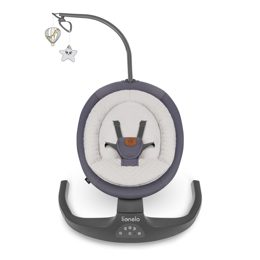 Lionelo - Huśtawka dla dzieci z melodią RALF 4xAA Grey Graphite + pilot zdalnego sterowania