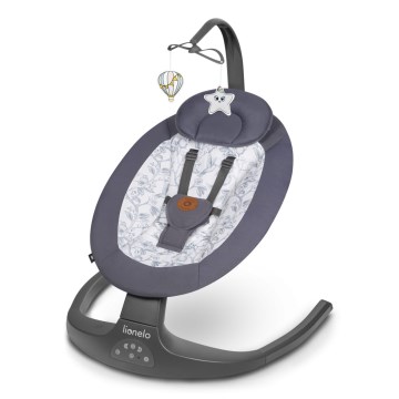 Lionelo - Huśtawka dla dzieci z melodią RALF 4xAA Szary/Biały + pilot zdalnego sterowania