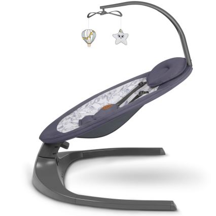 Lionelo - Huśtawka dla dzieci z melodią RALF 4xAA Szary/Biały + pilot zdalnego sterowania