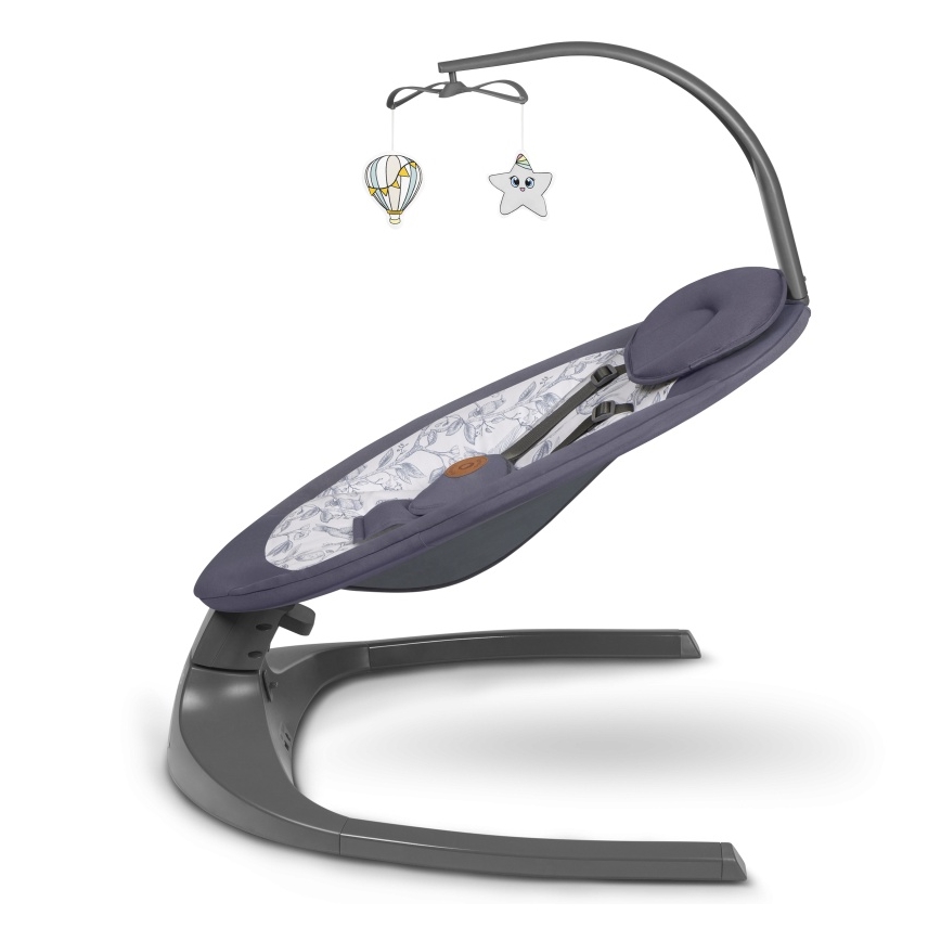 Lionelo - Huśtawka dla dzieci z melodią RALF 4xAA Szary/Biały + pilot zdalnego sterowania